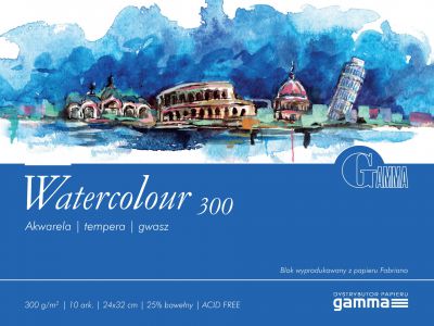 Blok akwarelowy Gamma Watercolour 18x24 cm 10 ark 300g/m