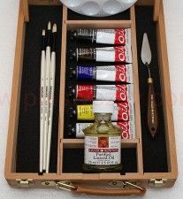 Komplet farb olejnych Graduate Oil box easel set Daler-Rowney w drewnianej kasecie z akcesoriami
