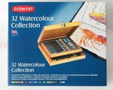 Komplet Watercolour Collection Derwent 32 elem. w drewnianej kasecie