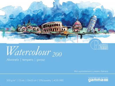Blok akwarelowy Gamma Watercolour 18x24 cm 15 ark 200g/m