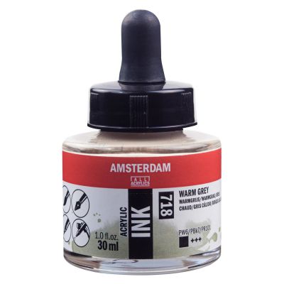 Tusz akrylowy Amsterdam Acrylic Ink nr 718 warm grey Talens 30 ml