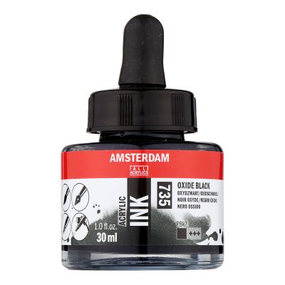 Tusz akrylowy Amsterdam Acrylic Ink nr 735 czarny Talens 30 ml