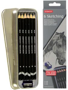 Komplet ołówków Derwent Sketching 6 szt w metalowym piórniku