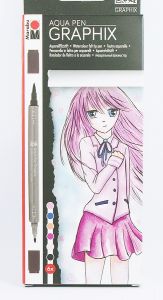Zestaw pisaków pędzelkowych Marabu Graphix Aqua Pen Ma Ke Manga 6 szt