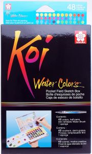 Akwarele Sakura Koi Water colors zestaw 48 akwareli plus pisak pędzelkowy,paletka i gąbka