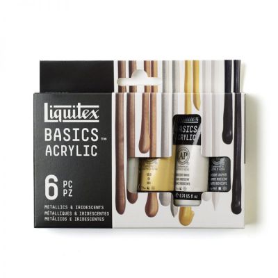 Zestaw farb akrylowych Liquitex Basics acrylic metallics & iridescents 6x22 ml
